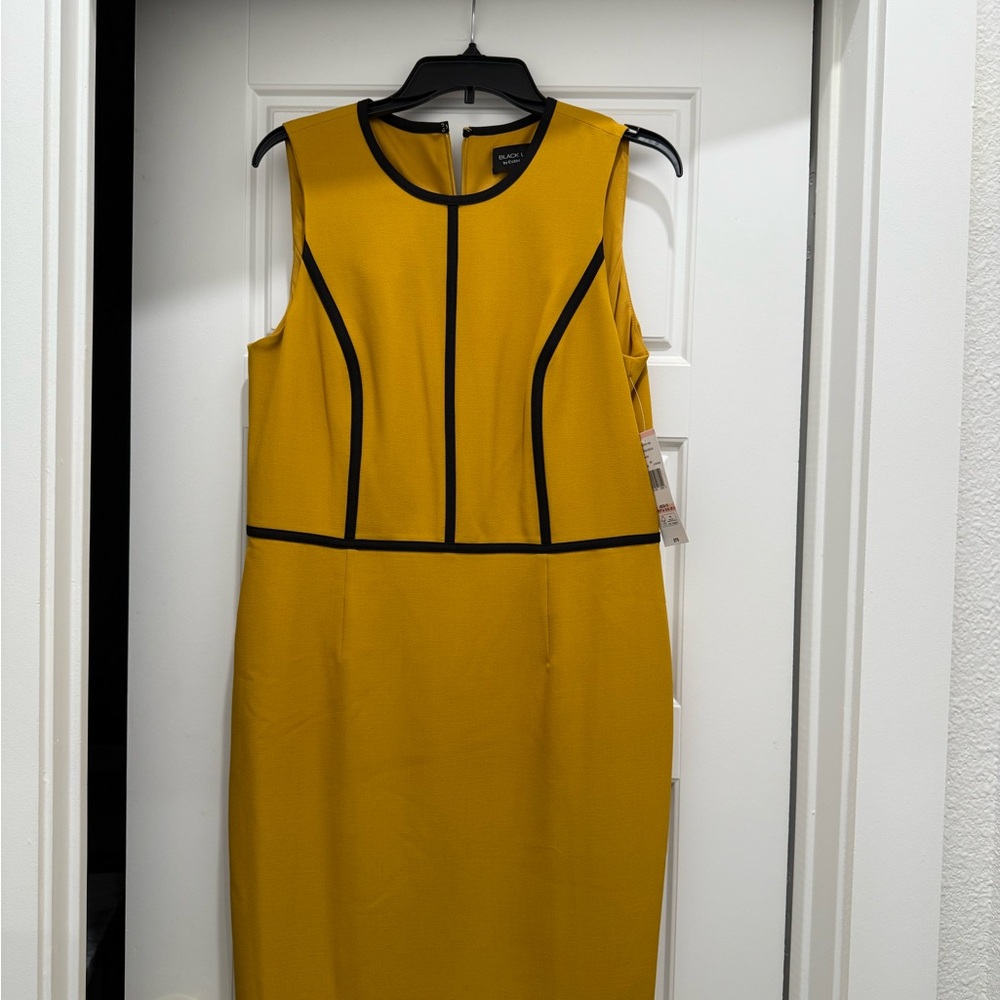 Black Label Mustard Midi Dress with Black Trim
